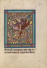 Initial S: A Griffin and Rider; Psalter, about 1240-1250. Creator: Unknown.