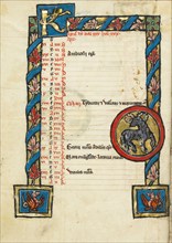 Zodiacal Sign of Aries; Psalter, third quarter of 13th century. Creator: Unknown.