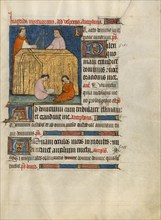 Monks Praying for a Deceased Person; Psalter, about 1390. Creator: Unknown.