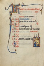 Calendar Page for February; Keeping Warm; Ruskin Hours, about 1300. Creator: Unknown.