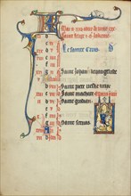 Calendar Page for May; Hawking; Ruskin Hours, about 1300. Creator: Unknown.