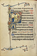 Initial D: The Annunciation to the Shepherds; Initial V: A Man in Prayer; Ruskin Hours, about 1300. Creator: Unknown.