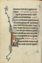 Initial L: A Kneeling Nun in Prayer before Christ; Ruskin Hours, about 1300. Creator: Unknown.