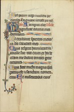 Initial M: The Virgin and Child with a Saint; Ruskin Hours, about 1300. Creator: Unknown.