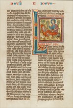 Initial L: God Blessing the Dead Moses; Historia Scholastica, about 1300. Creator: Unknown.