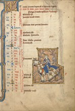 May Calendar Page; Hawking; Psalter, mid-1200s. Creator: Unknown.