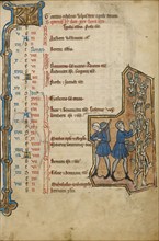 September Calendar Page; Harvesting Grapes; Psalter, mid-1200s. Creator: Unknown.