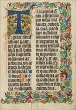 Decorated Initial T; Missal, about 1500-1505. Creator: Unknown.