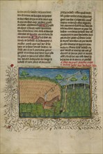 A Deer Wounded by a Spring Trap; Livre de la Chasse, about 1430-1440. Creator: Unknown.