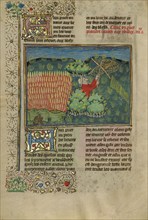 A Hunter Netting Hares; Livre de la Chasse, about 1430-1440. Creator: Unknown.