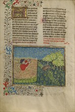 A Hunter and a Netted Hare; Livre de la Chasse, about 1430-1440. Creator: Unknown.