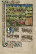 Hunters Examining a Deer's Hoofprints; Livre de la Chasse, about 1430-1440. Creator: Unknown.