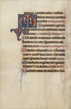 Initial M: The Father and the Son Enthroned; Bute Psalter, text and illumination about 1285. Creator: Bute Master.