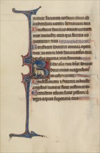 Initial B: The Ass Dies of Thirst beside a Fountain; Bute Psalter, text and illumination about 1285. Creator: Bute Master.