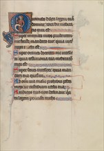 Initial O: A Saint Holding a Scroll; Bute Psalter, text and illumination about 1285. Creator: Bute Master.