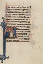 Initial A: A Noblewoman Seated on the Ground Reading; Bute Psalter, text and illumination about 1285 Creator: Bute Master.