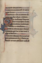 Initial O: A Man Holding a Sword and Pointing to His Eyes; Bute Psalter, about 1285. Creator: Bute Master.