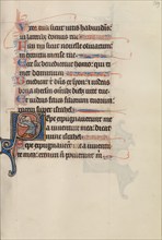 Initial S: An Archer Shooting an Arrow; Bute Psalter, text and illumination about 1285. Creator: Bute Master.