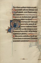 Initial O: A Bishop and Monks Instructing Laymen; Bute Psalter, text and illumination about 1285. Creator: Bute Master.