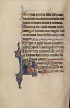 Initial K: An Angel Blowing a Trumpet; Bute Psalter, text and illumination about 1285. Creator: Bute Master.