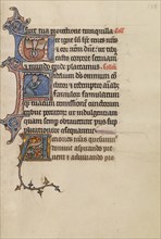 Initial U: The Holy Spirit: Initial F: A Man Kneeling in Prayer: Initial A, about 1285. Creator: Bute Master.