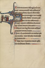 Initial D: The Jewish Peoples Freed from Captivity; Bute Psalter, text and illumination about 1285. Creator: Bute Master.