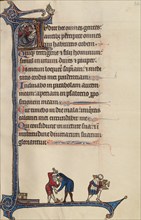 Initial A: A Devil Takes the Soul of a Dying Man; Bute Psalter, text and illumination about 1285. Creator: Bute Master.