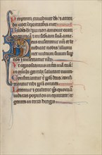 Initial D: Aaron and a King Holding a Flowering Rod; Bute Psalter, text and illumination about 1285. Creator: Bute Master.