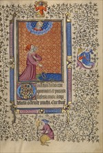 Job Pointing to a Cloak on the Ground; Book of Hours, about 1410. Creator: Unknown.