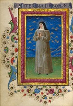 Saint Catherine of Bologna; Gualenghi-d'Este Hours, about 1469. Creator: Guglielmo Giraldi.