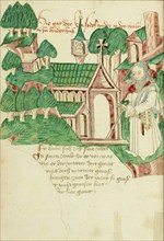 The Hermit Returning to his Cell; Barlaam und Josaphat, 1469. Creators: Hans Schilling, Diebolt Lauber.