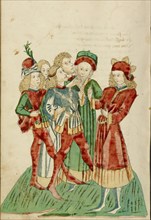 Josaphat Speaks to the Nobles; Barlaam und Josaphat, 1469. Creators: Hans Schilling, Diebolt Lauber.