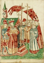 The Translation of Josaphat's Relics to a Church By a King and Procession, 1469. Creators: Hans Schilling, Diebolt Lauber.