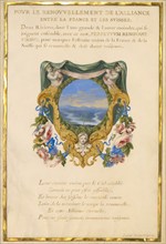 Escutcheon with a Landscape; Nine Emblems for Louis XIV; Emblem for Louis XIV, about 1663-1668. Creator: Jacques Bailly.