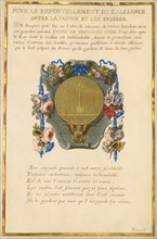 Escutcheon with a Medal; Nine Emblems for Louis XIV, about 1663-1668. Creator: Jacques Bailly.