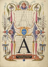 Guide for Constructing the Letter A; Mira calligraphiae monumenta, about 1591-1596. Creator: Joris Hoefnagel.