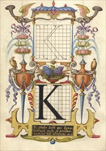 Guide for Constructing the Letter K; Mira calligraphiae monumenta, about 1591-1596. Creator: Joris Hoefnagel.