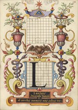 Guide for Constructing the Letter L; Mira calligraphiae monumenta, about 1591-1596. Creator: Joris Hoefnagel.