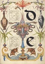 Guide for Constructing the Letters d and e; Mira calligraphiae monumenta, about 1591-1596. Creator: Joris Hoefnagel.