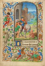 Saint Martin Dividing his Cloak; Prayer Book of Charles the Bold, 1469. Creator: Lieven van Lathem.