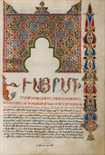 Decorated Incipit Page; Bible, 1637-1638. Creators: Malnazar, Aghap'ir.