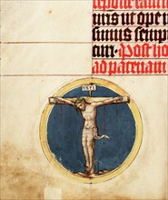 Small roundel with the crucified Christ; Collegium Ducale, about 1420-1430. Creator: Master Michael.