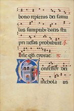 Initial C: Saint Nicholas; Antiphonal, late 13th century. Creator: Master of Gerona.