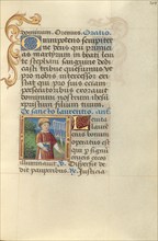 Saint Lawrence; Poncher Hours, about 1500. Creator: Master of Jacques de Besancon.