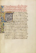 Initial T: The Healing of the Blind after Touching the Body of Saint Anthony, about 1465-1470. Creators: Master of the Brussels Romuléon, Workshop of the Master of the Brussels Romuléon.