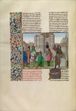 The Dukes of Berry and Burgundy Departing from Paris to Meet with the Duke of Bretagne; c1390ss. Creator: Master of the Getty Froissart.