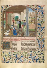 Alexander Fights with a Lion and Kills Clitus; Livre des fais d'Alexandre le grant, about 1470-1475. Creator: Master of the Jardin de vertueuse consolation.