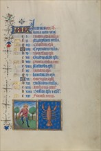 Calendar Page for June: Mowing: Cancer; Book of Hours, about 1450-1455. Creator: Master of the Lee Hours.