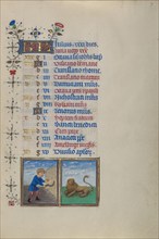 Calendar Page for July: Reaping: Leo; Book of Hours, about 1450-1455. Creator: Master of the Lee Hours.