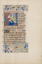 Initial V: The Virgin and Child with Saint Anne; Llangattock Hours, 1450s. Creator: Master of the Llangattock Hours.